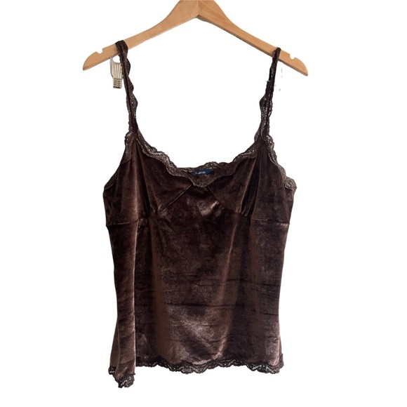 Reitmans Tops - Y2K Reitmans Chocolate Velvet Camisole with Lace